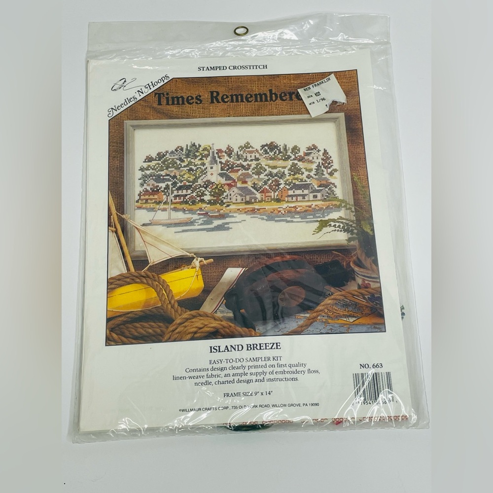 Vintage Island Breeze Stamped Cross Stitch Nautical Rare HTF NIP Sailboat Craft
